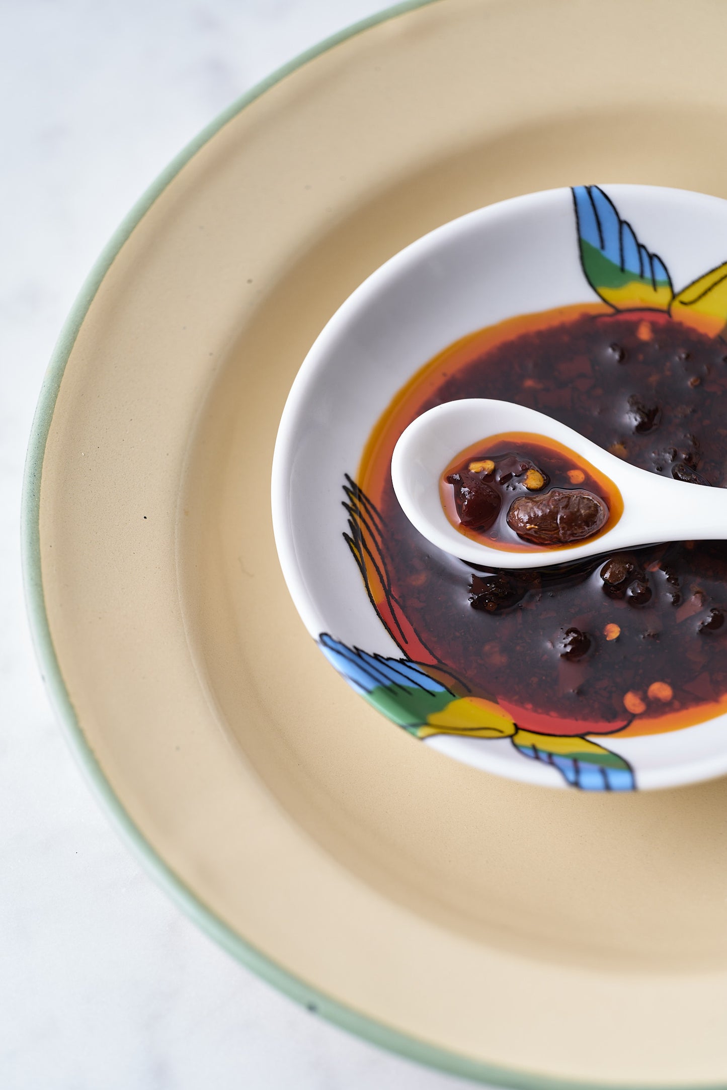 Porcelain Dipping Dish - Parrot Design